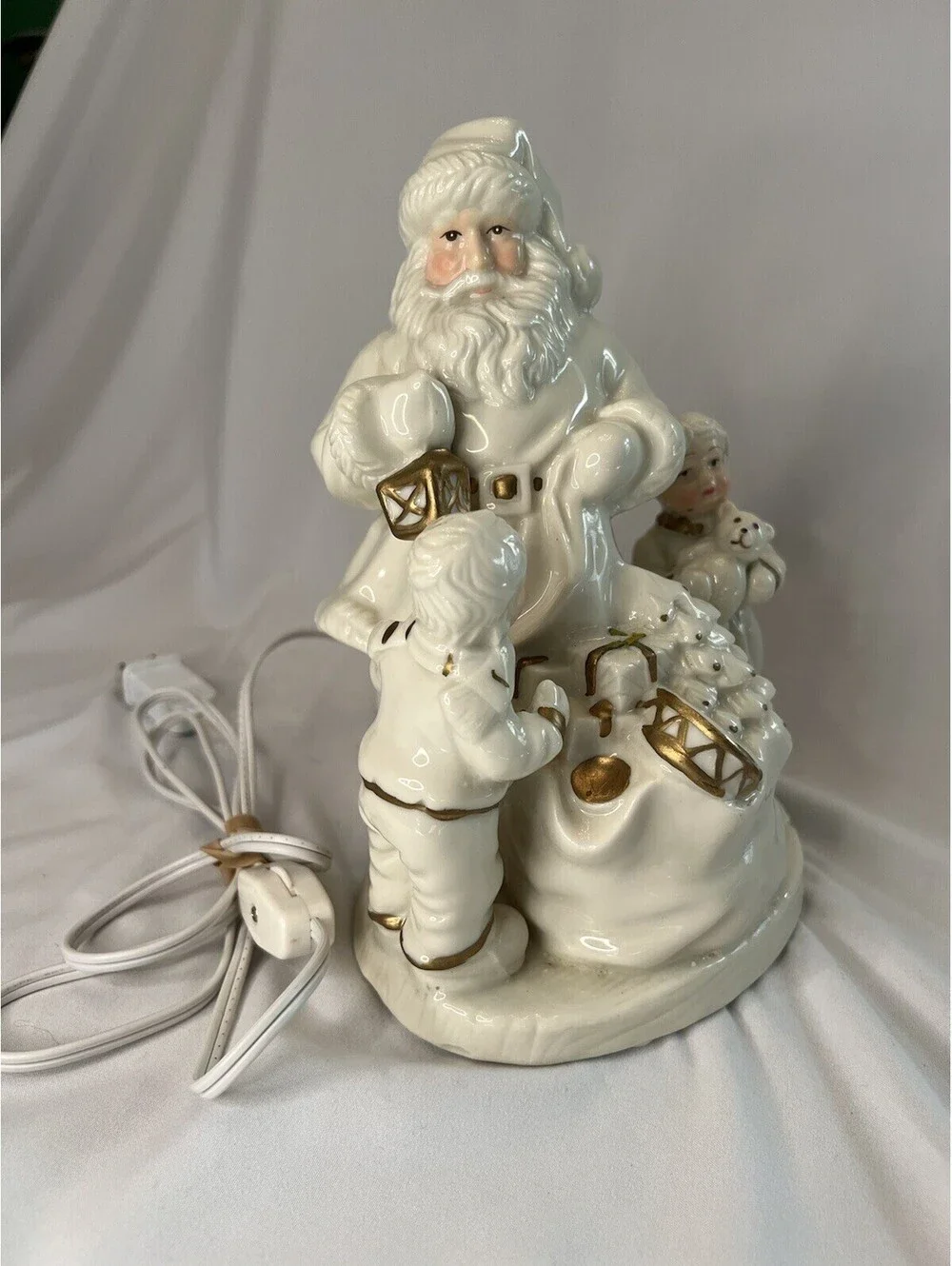 Porcelain Santa Claus Ivory Night Light Lamp